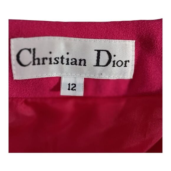Christian Dior 100% Wool Blazer Jacket Hot Pink Fuchsia Black Collar Women's 12 - Picture 4 of 5